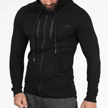 Для мужчин S Спорт молния хлопок бег hoolded куртка брендов Для мужчин куртка Бег Фитнес пальто осень одежда с длинным рукавом Верхняя одежда