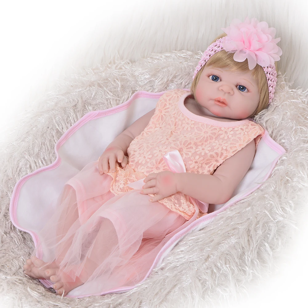 

23'' 57 cm Lifelike Reborn Dolls Full Silicone Body Realistic Girl Babies Doll Toy For Toddler Kids Birthday Gift Bedtime Play