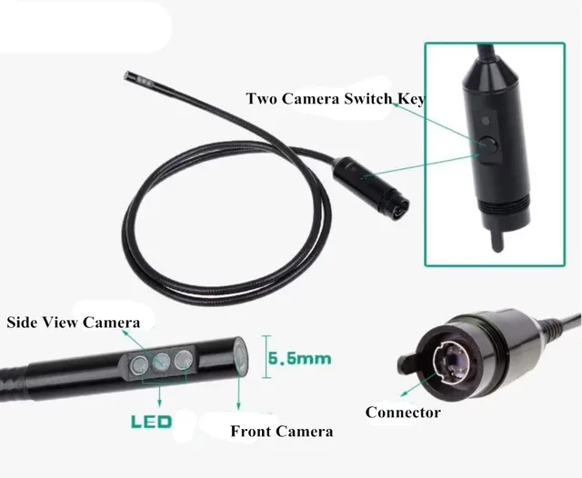 $US $78.40  5.5MM Dual Camera (Front Camera and Side View Camera ) Endoscope Pipe For AV Endoscope Camera