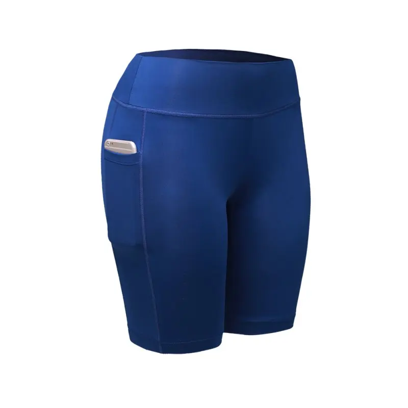 Быстросохнущие Компрессионные шорты для занятий йогой и фитнесом, спортивные штаны для бега - Цвет: Синий