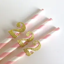 Блеск пользовательские номер Бумага питьевой Соломинки Свадебные Детский наряд для дня Рождения душ девичник пьет чай партии соломы