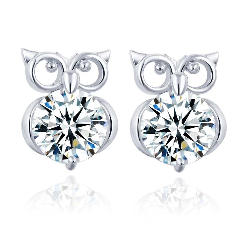 Christmas Gift Silver Color Gold Metal Cute Animal Owl Stud Christmas Gift Silver Color Gold Metal Cute Animal Owl Stud Earrings Women Crystal For Brincos Jewelry In From