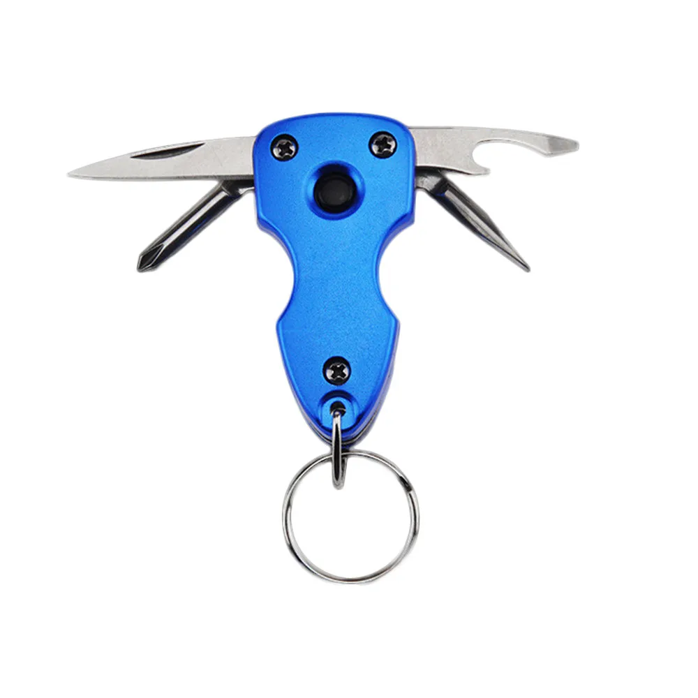 

Julydream 1PC 6 in 1 Muti Knife Key Ring Multitool Mini Pocket Tool Kit Bottle Opener Knife Screwdriver LED Flashlight