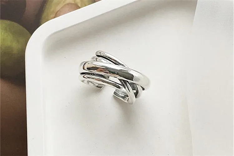 Богемное Винтажное кольцо из стерлингового серебра 925 пробы с геометрическим орнаментом для женщин, обручальные регулируемые античные массивные кольца Anillos