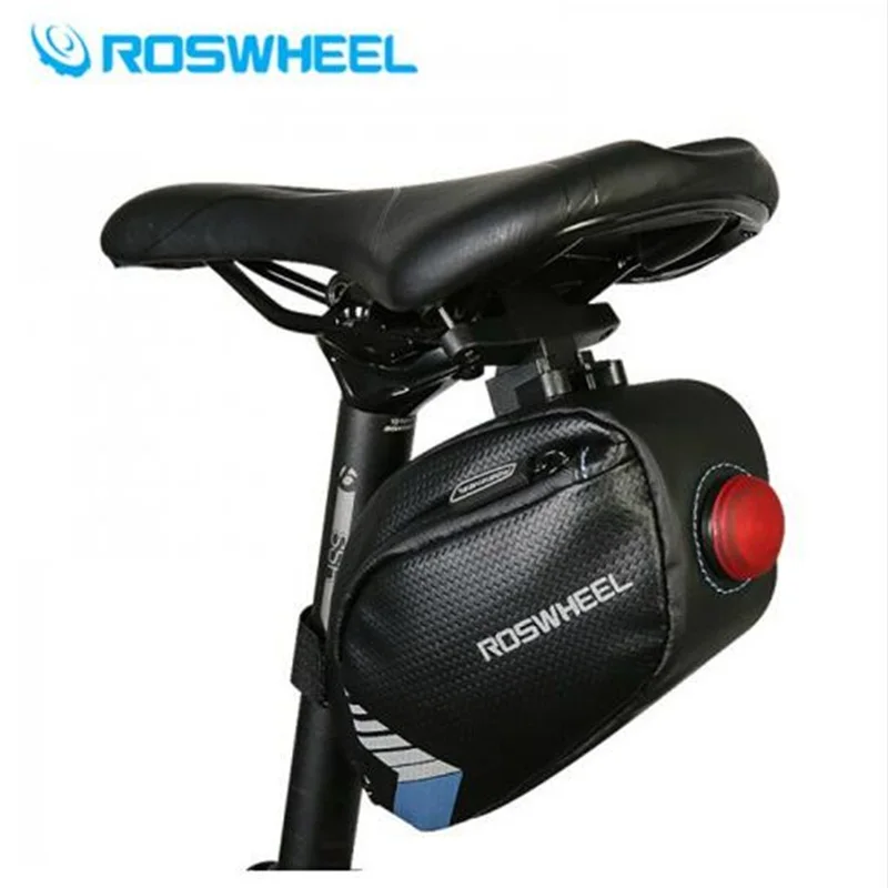 

2018 Roswheel Waterproof Bicycle Saddle Bag With Tail Light Pocket For MTB Bike Rear Bags Cycling Accessories Seat Post Bag