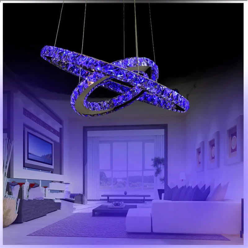 LED 20W 2 кольцо подвесной светильник современный K9 чистый кристалл гальванический