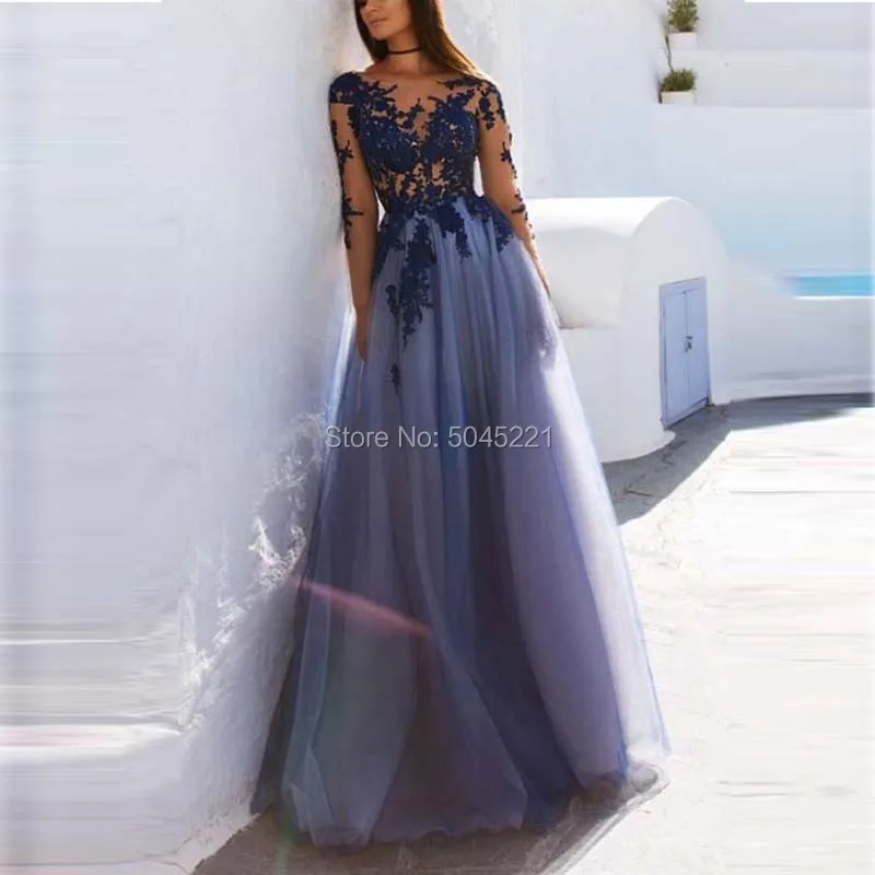 

Floor-length Evening Dress Long Lace Tulle Elegant Party Gowns Evening Gowns Prom Dress Abendkleider Vestido Para Festa Longo