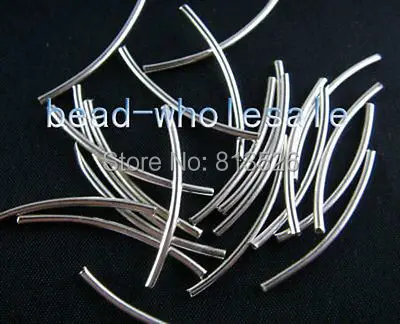 

OMH wholesale 1200pcs silver plated curved tube spacer beads finding