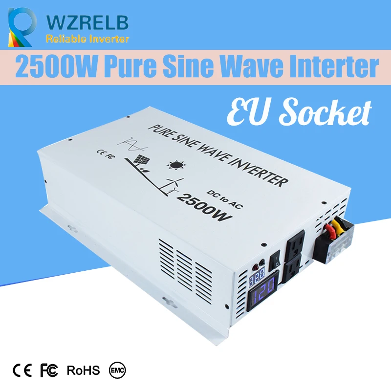 

Peak Full Power 2500w Pure Sine Wave Solar Power Inverter Dc 12v 24v 48v Converter Solar power inverter with Dual Display
