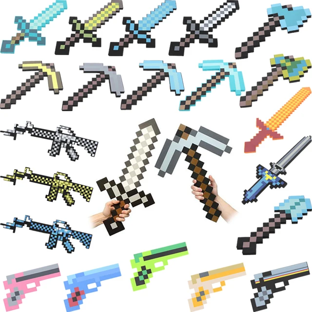 Special Price Minecraft Toys Model Pick Axe Machine Minecraft Sword Gun Game Props EVA Foam Weapons Model Toys For Children Gift #E