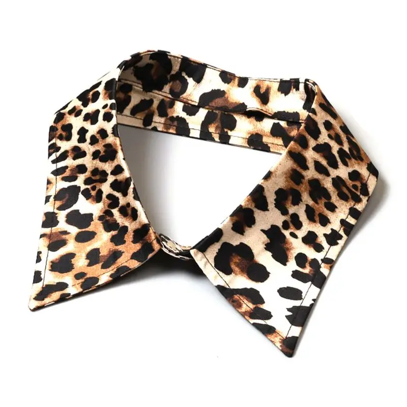 Fashion Leopard Print Collar Shirt Fake Tie Detachable False Lapel Blouse Top Women Clothes Accessories |