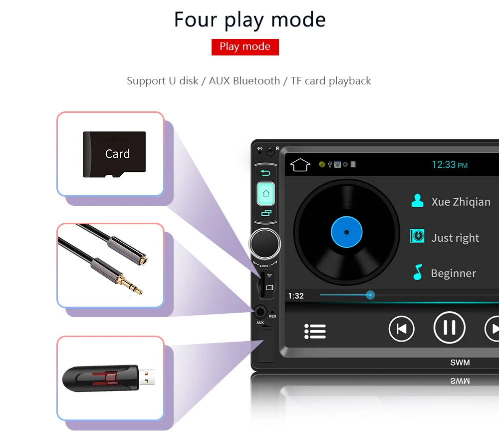 2Din Android система автомобильный мультимедийный плеер AM/FM стерео Музыка Радио 7
