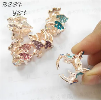 

12pcs New Design Hair Accessories Rhinestone Hair Claw Crystal Butterfly Bow Gripper Paw