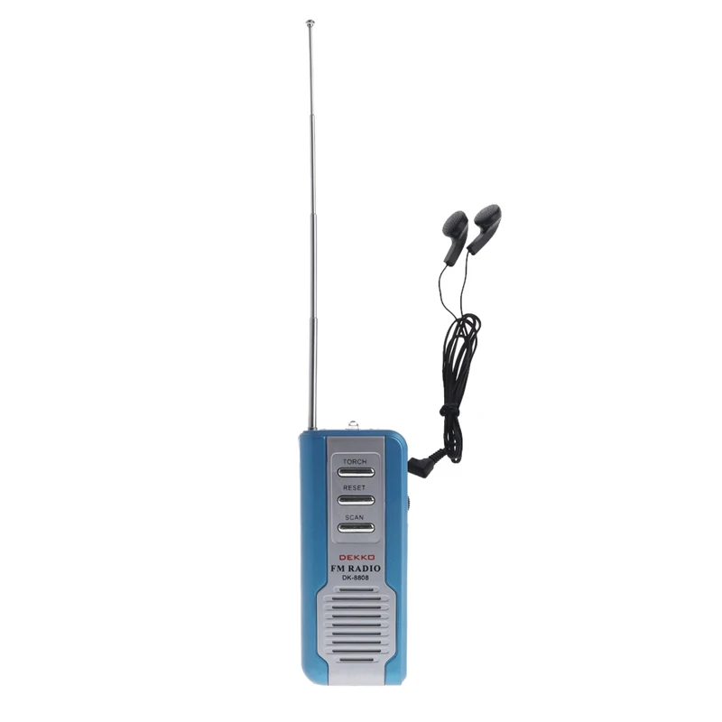 

2018 Mini Portable Auto Scan FM Radio Receiver Clip With Flashlight Earphone DK-8808