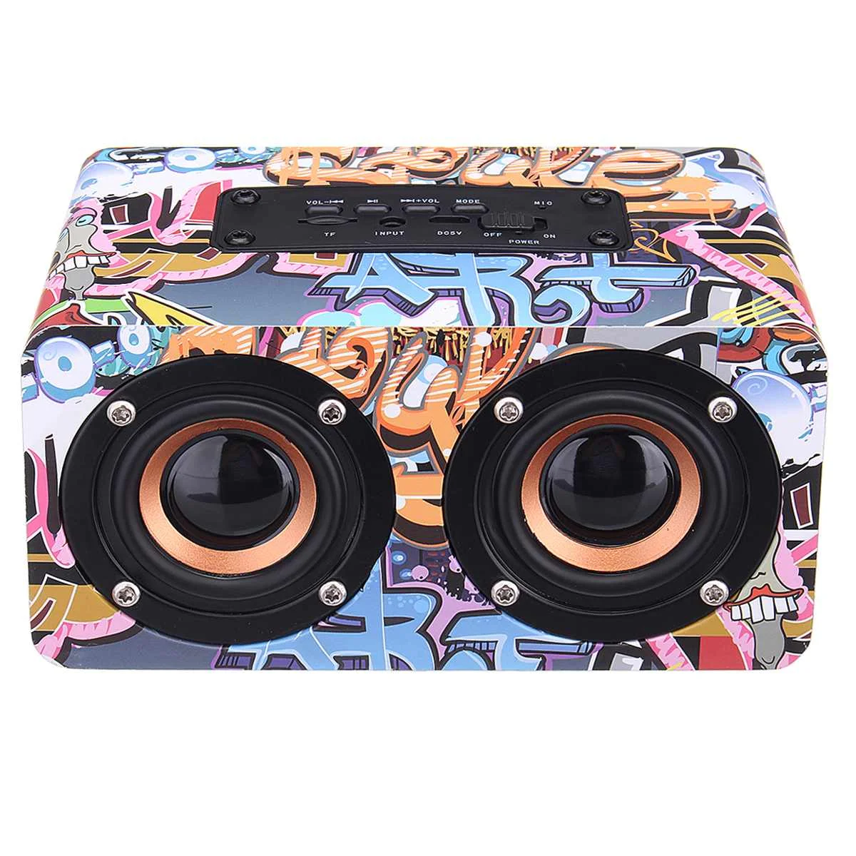 M5 10 Вт Мини Ретро деревянный беспроводной bluetooth динамик двойной громкий динамик звуковая система портативный динамик музыкальный плеер с fm-радио - Color: Graffiti 2
