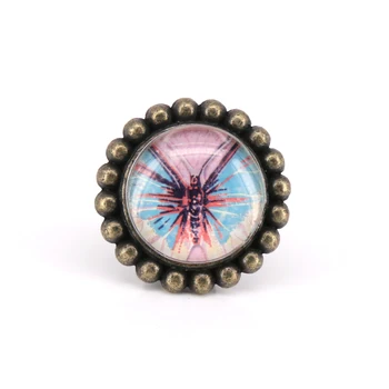 

2PCS Colorful Crystal Glass Handle Vintage Retro butterfly furniture Knobs wardrobe drawer children room door pull handle