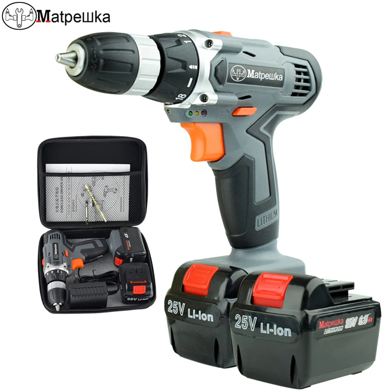 

25V New Electric Screwdriver Double Speed Lithium Cordless Drill Multifuctional cordless Power Tools + Cloth Bag Toolkit