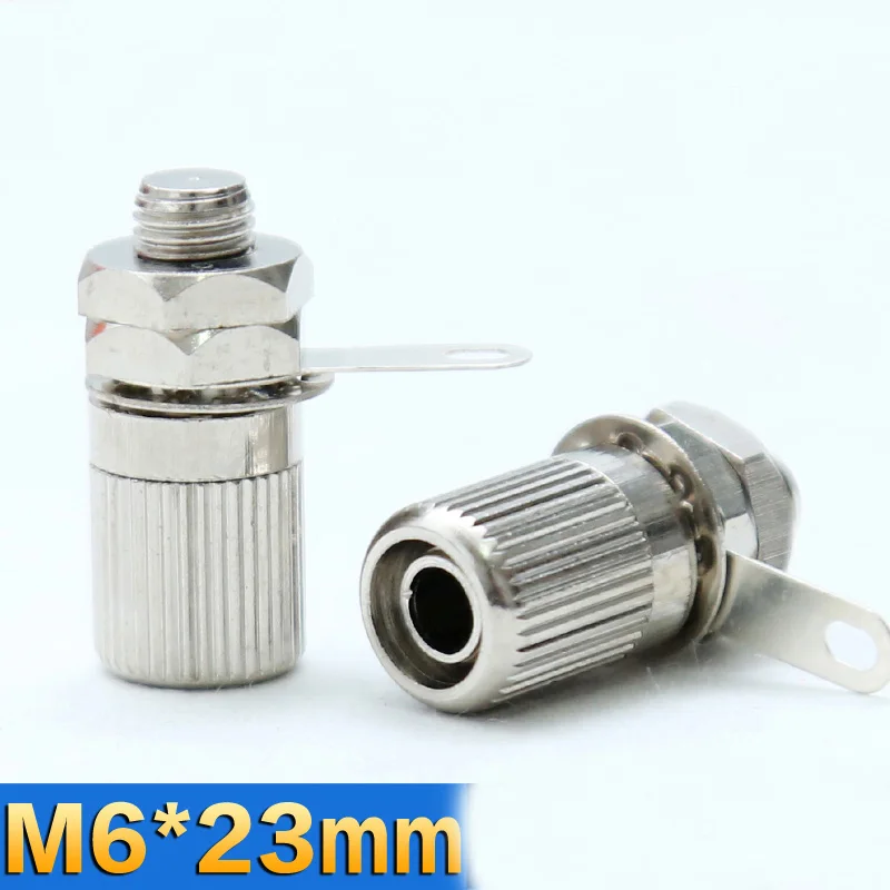 M6*23mm Copper wiring terminal All metal grounding column with 4mm Banana jack plug hole 10pcs