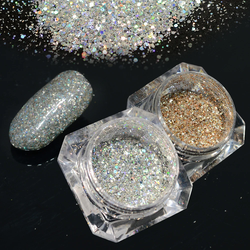

2Bottle/set Shinging Diamond Hexagon Sequins Nail Glitter Slice Powder Sparkly Manicure Dust Nail DIY Decoration LABG05,26
