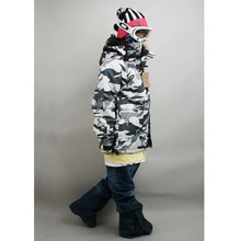 Премиум "Southplay" Зимний водонепроницаемый 10000 мм Лыжный Сноуборд белая военная куртка с джинсовыми штанами наборы