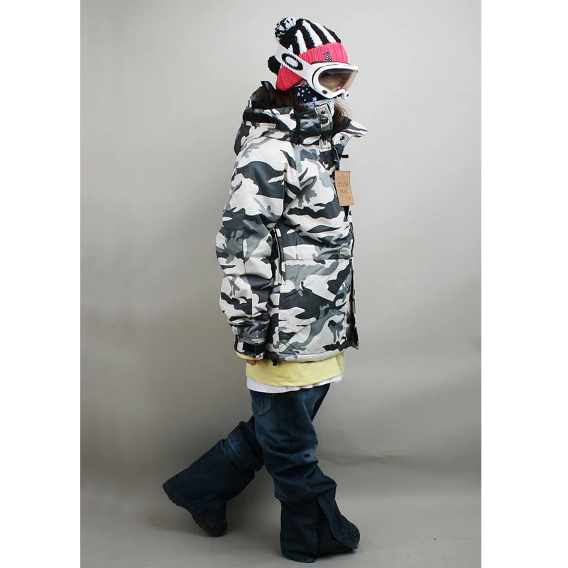 

New Premium "Southplay" Winter Waterproof 10,000mm Skiing Snowboard White Military Jacket With Denim Pants Sets