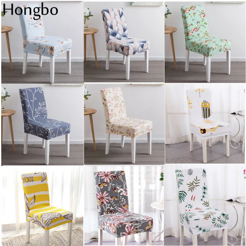 

Hongbo Flower Printing Removable Chair Cover Elastic Slipcover Modern Kitchen Seat Case Stretch Chair Cover For Banquet