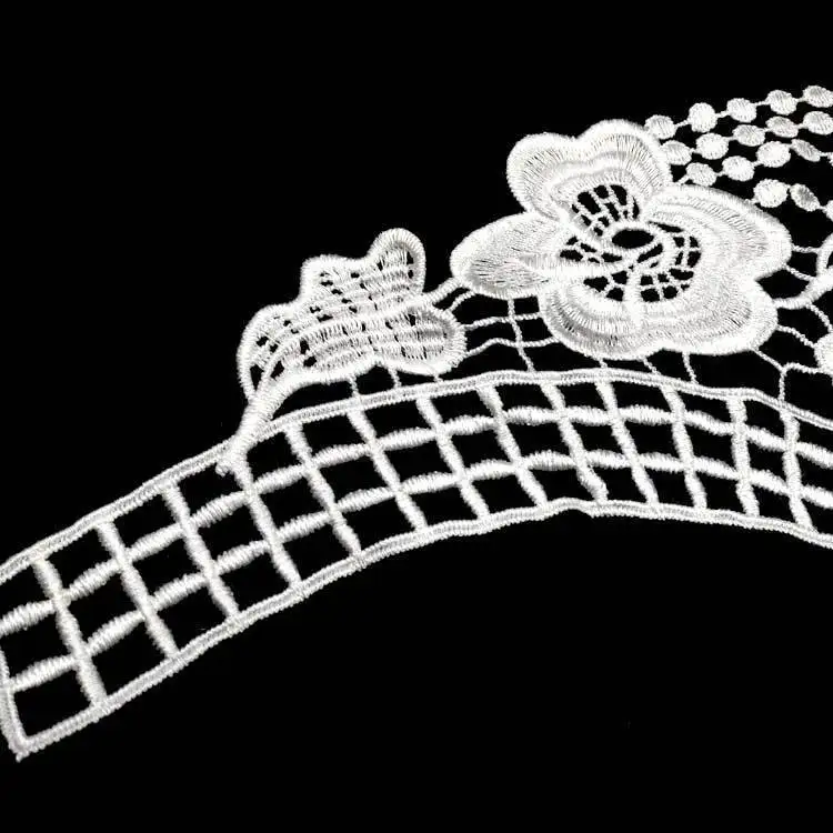 Роскошный белый черный 3d вышитая аппликация кружевное платье воротник цветочный Гипюр кружево и украшения для шитья Отделка Декор