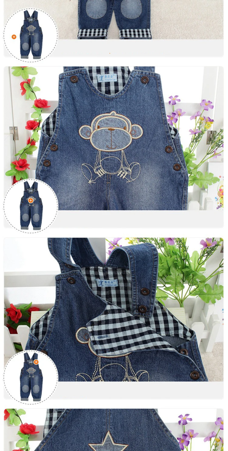 Infant Rompers baby pants denim overalls children spring braces Kids bebe pants boys girls trousers for toddler longs jeans (18)