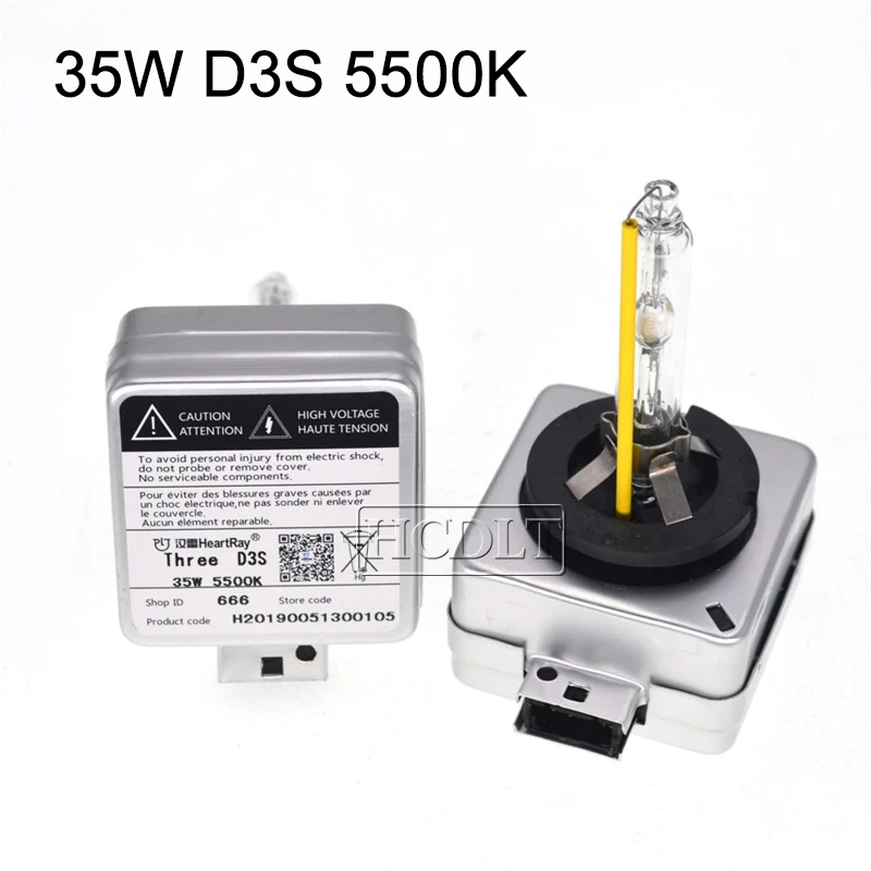 HCDLT Super Vision Original HeartRay 35W 5500K D1S D2S Xenon D2H D3S D4S 6500K White Auto Car Headlight UV Free HID Bulb Lamp (8)