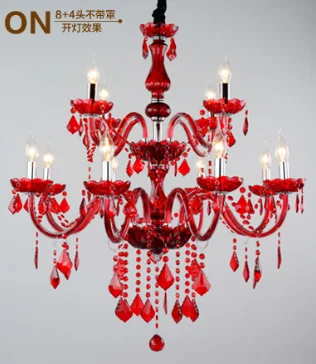 

Longree Red Cheap Home deco double layer candle chandelier led crystal ceiling light living modern chandeliers made in China