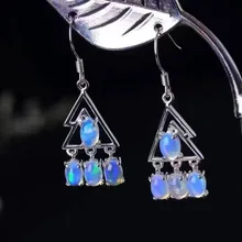 Натуральные Синие или белые серьги в виде капель с опалом 925 серебряные серьги из натурального драгоценного камня для женщин модные элегантные вечерние серьги-капли