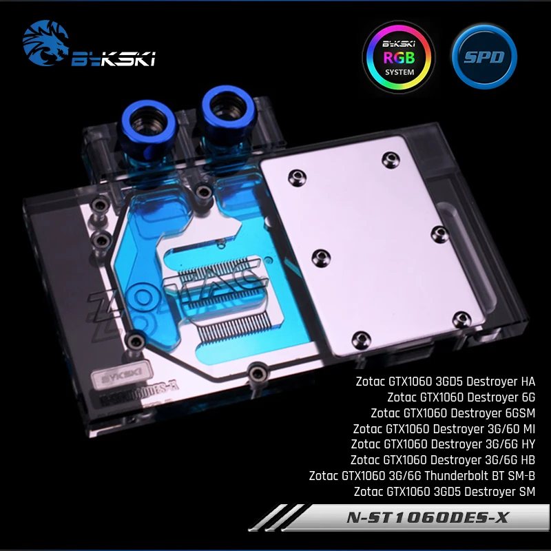 Bykski N-ST1060DES-X полное покрытие графическая карта водяного охлаждения блок RGB/RBW для