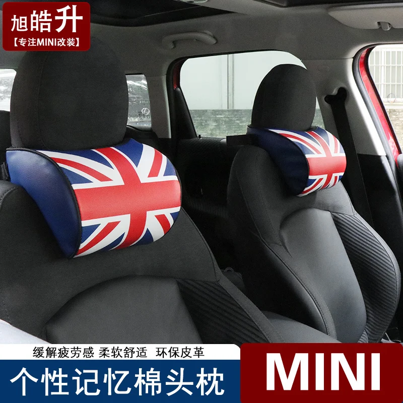 

1pcs union jack Car headrest Car neck pillow Memory Foam Seat headrest for BMW MINI cooepr one F55 R55 F56 R60 R61 F60 jcw