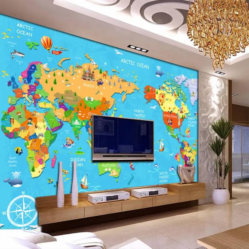 World Map 3D Photo Murals for Kids Room Personalized ...