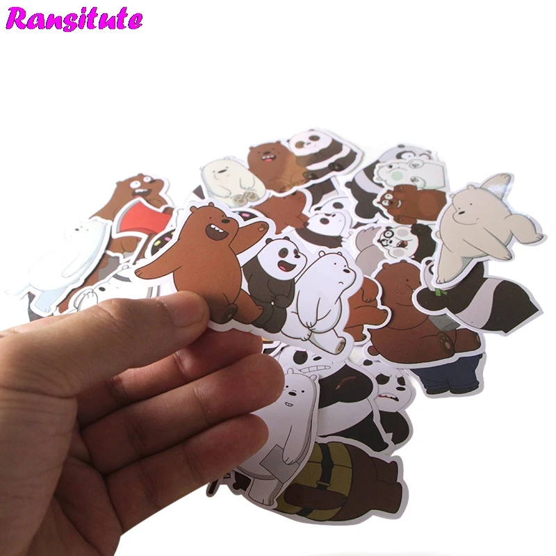 37Pcs/set We Bare Bears Mixed Sticker Laptop Skateboard Bike JDM Doodle Applique Cool Waterproof Sticker R397