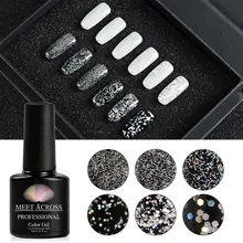 MEET ACROSS 7 мл Серебряный голографический блестящий гель впитывающий УФ светодиодный Гель-лак блестящий гель лак для ногтей