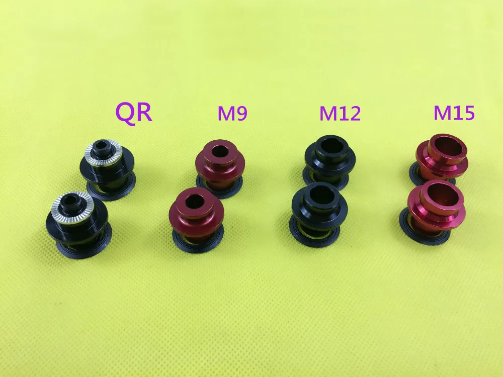 

Powerway M64 front hub end caps adaptors QR M9 M12 M15x100mm PHB-M64 alluminum alloy converters black red QR 9mm 12mm 15mm Thru