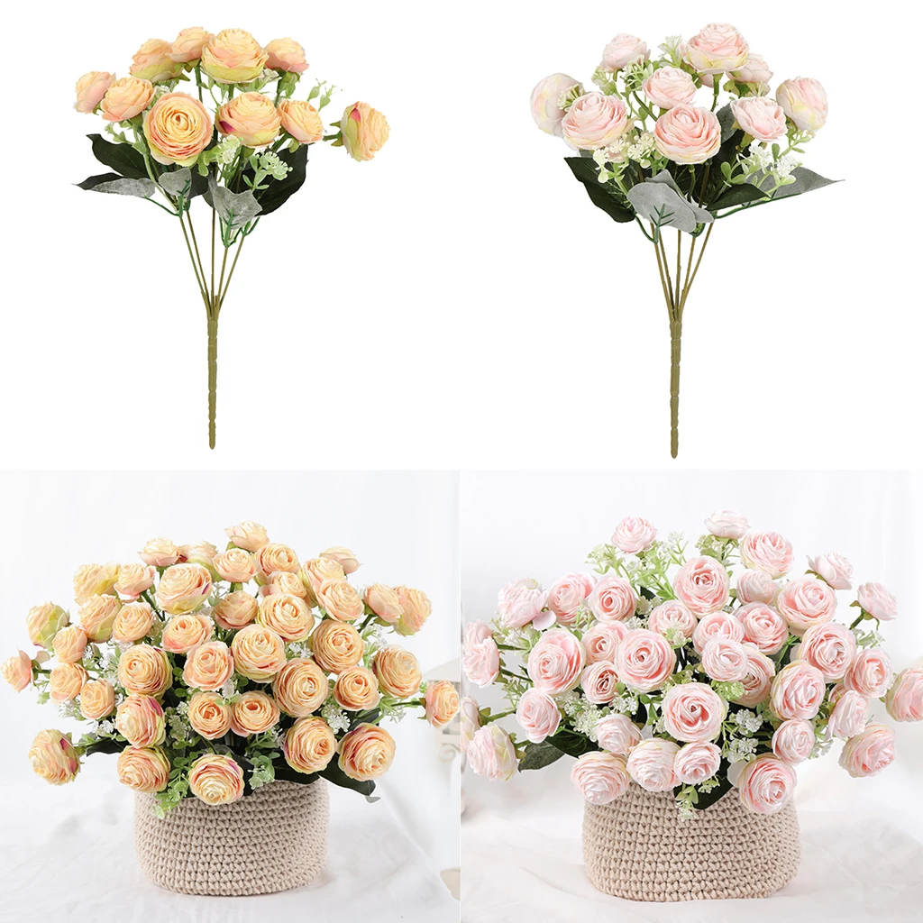 

2 Bunches Real Touch Artificial Camellia Roses Bridal Bouquet Wedding Decoration Flowers Home Party Favors