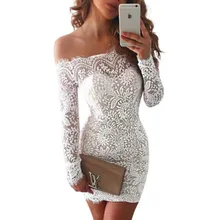 Verão Mulheres Sexy Vestido de Renda Bodycon Barra Pescoço Manga Longa Vestidos de Festa Plus Size Vestidos Das Mulheres de Roupas 2018