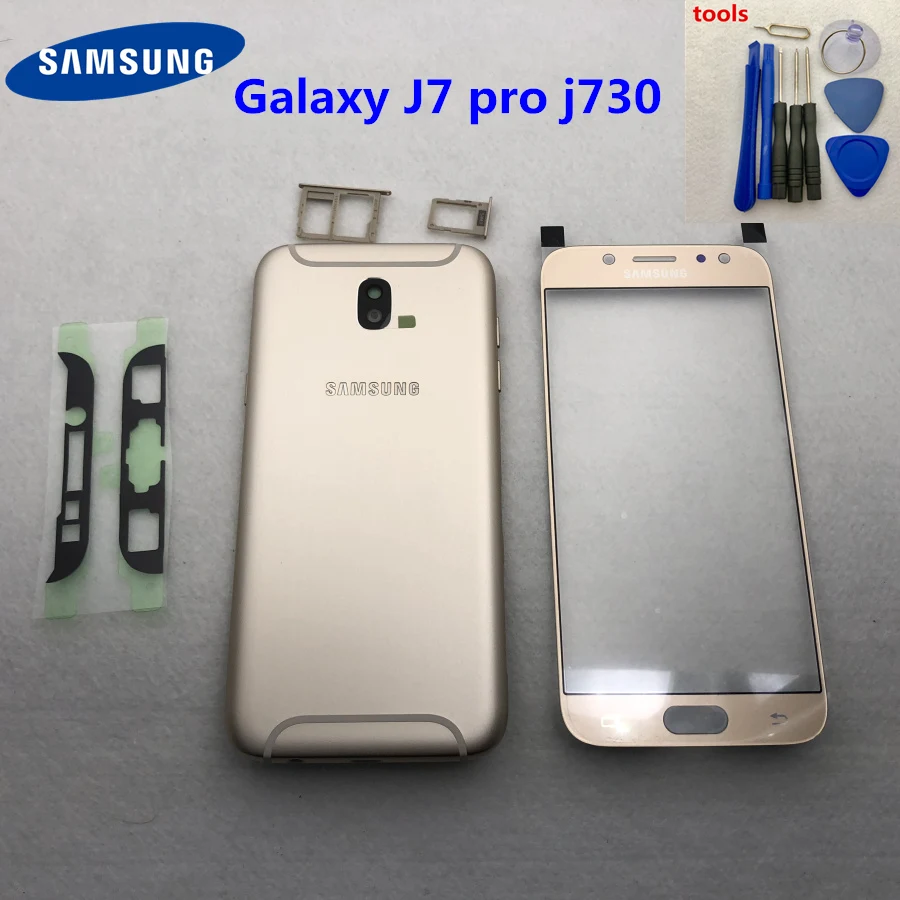 Для samsung Galaxy J3 J5 Pro J7 J330F J530F алюминиевая задняя крышка Корпус чехол задняя крышка батареи J730F+ Переднее стекло+ инструмент