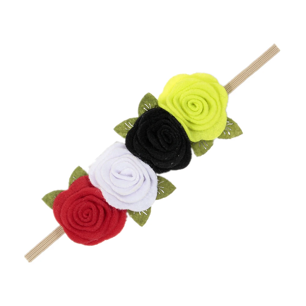 Nishine Войлок цветочный ободок с розами дети девочки листья цветок головные уборы подарок на день рождения фотосессия аксессуары для волос - Цвет: 4