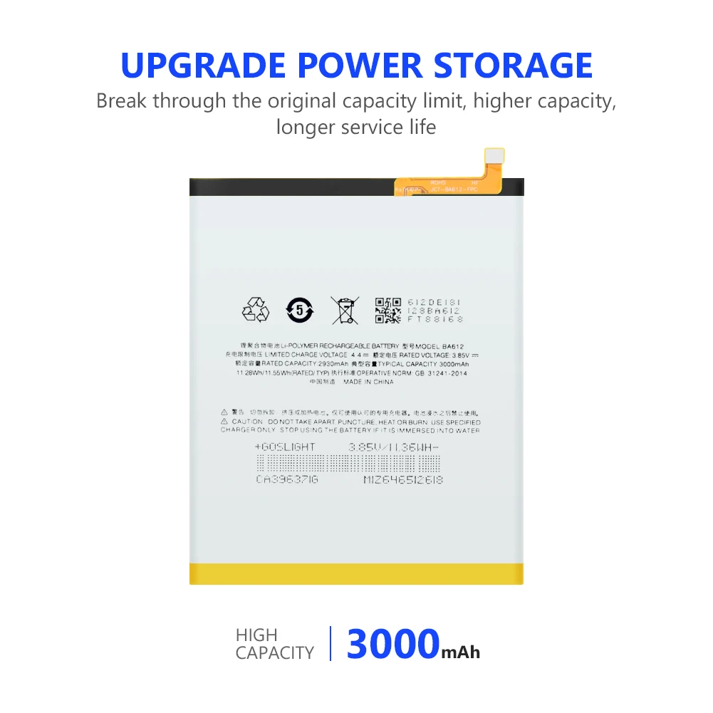 Аккумуляторная батарея 3 85 V 3000mAh BA612 литий ионный аккумулятор для Meizu 5S M5S M612Q M612M