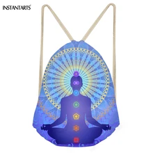 INSTANTARTS индийская мода чакра узор женские мешки Drawstring Повседневное Softback пляжные сумки для девочек-подростков большой мешок для хранения сумка
