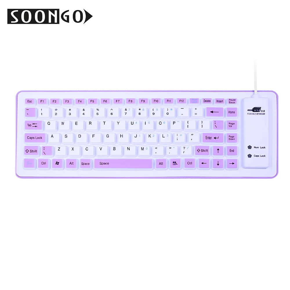 Mini Wired Silicone Soft Keyboard Folding Flexible Slim Gamer Universal Portable Roll-up Clavier Multicolor PC Tablet Laptop (2)