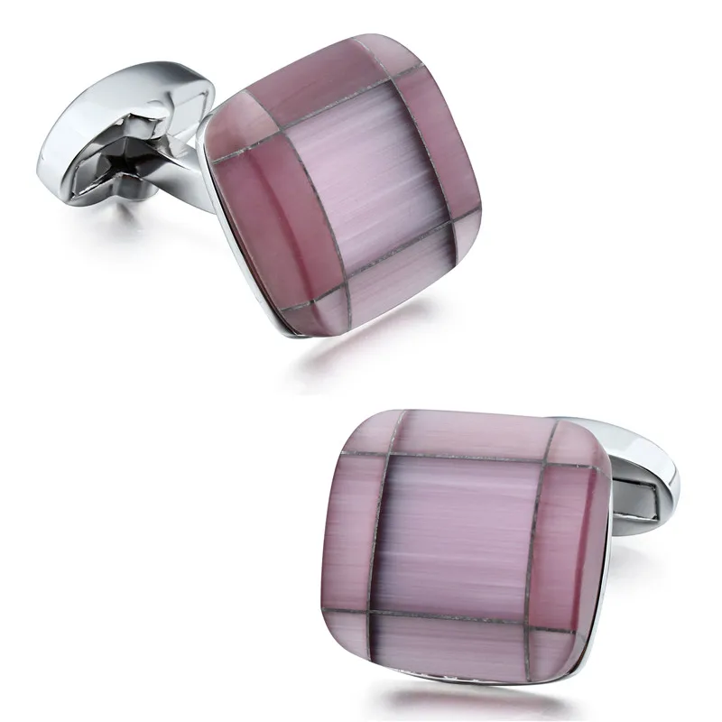 HAWSON Квадратные запонки кошачий глаз камень розовый и серый варианты роскошные запонки для продажи - Окраска металла: Pink