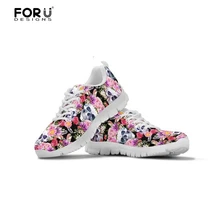 FORUDESIGNS/модная дизайнерская женская обувь на шнуровке с черепом; повседневная обувь на плоской подошве; женские кроссовки дышащие сетчатые