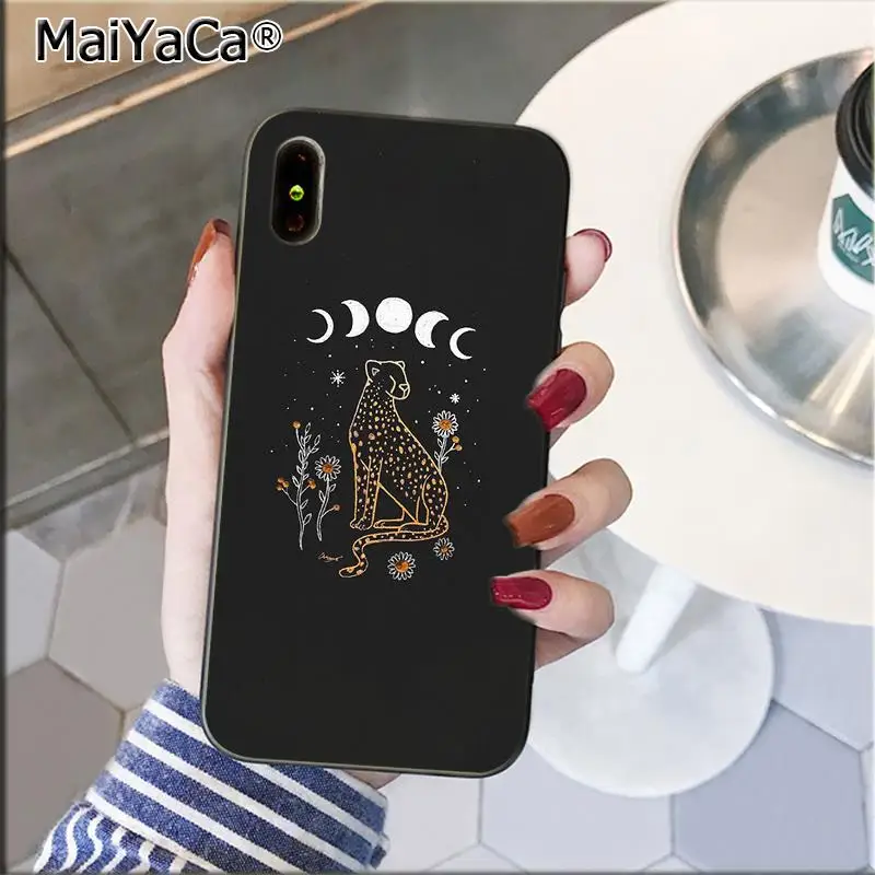 MaiYaCa Арт цветы от солнца кошка змея Луна фотографии черный чехол для телефона для Apple iPhone 11 pro max 8 7 6 6S Plus X XS MAX 5 5S SE XR