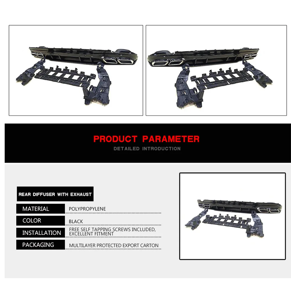 Задний бампер для губ Диффузор с выхлопные трубы для Mercedes-Benz C-Class W205 4-дверный спортивный C200 C250 C300 C400 C43 AMG