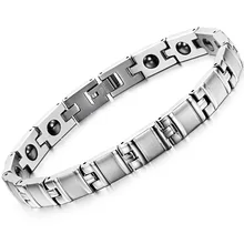 Unisex Magnet Stone Chain Link Bracelets Classical 316L Stainless Steel Women Men font b Health b