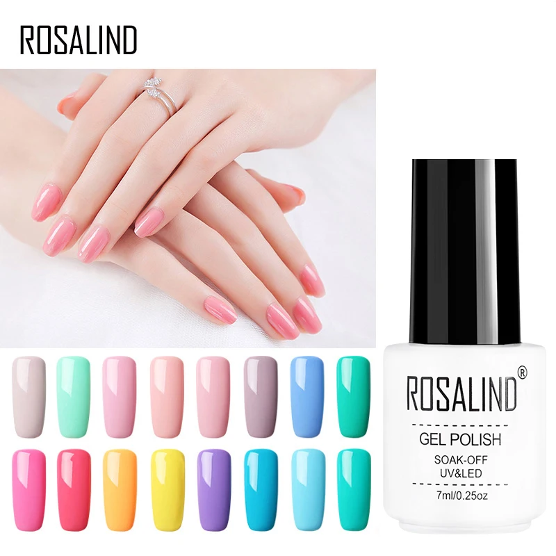 ROSALIND 7ML Gel Varnish Hybrid Nails Art Vernis Semi Перманентный гель для ногтей для ногтей для маникюра Замачивание верхнего базового белого геля